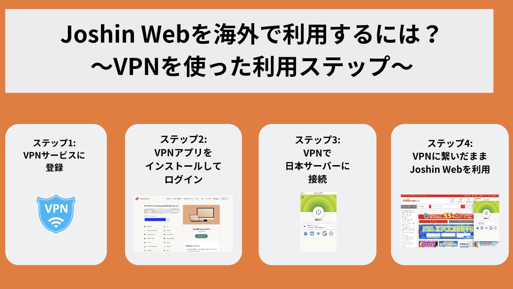 Joshin Webを海外から利用するには？VPNを使ったアクセス方法